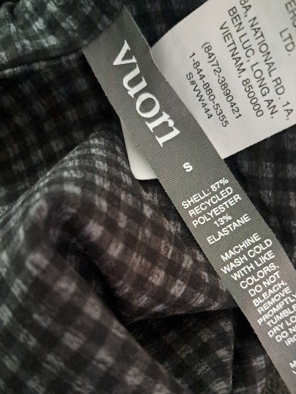 Vuori Black Plaid High-Rise Leggings W/pocket ,Small. - Picture 5 of 7